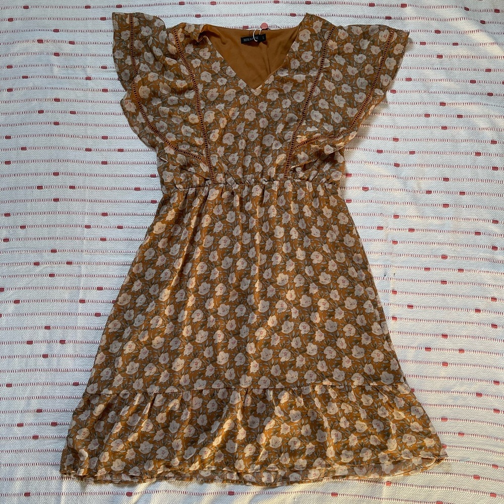 MIKAROSE Dakota dress in marigold . Size Large.